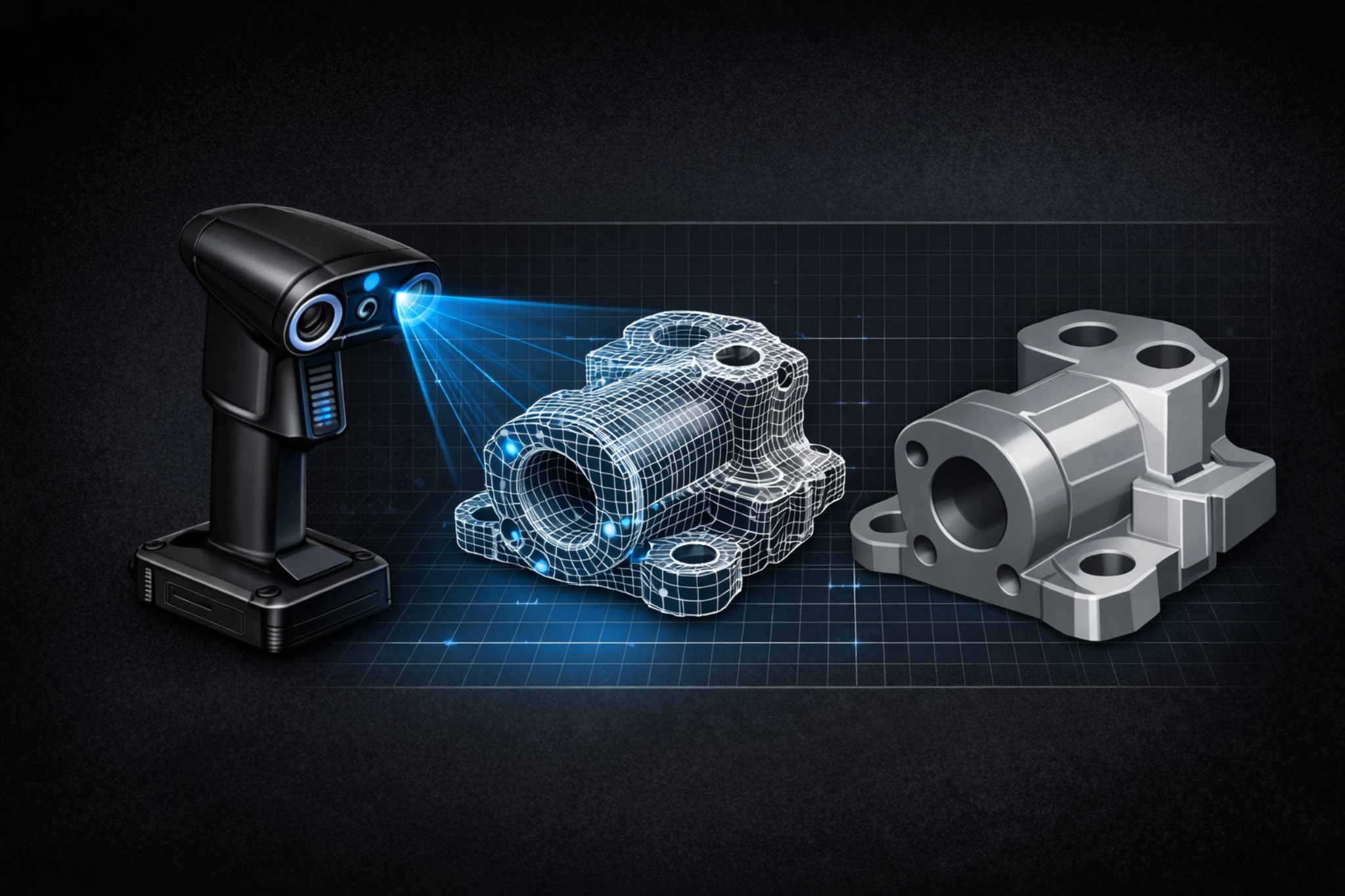 3D skenovanie – skener, mesh a CAD model